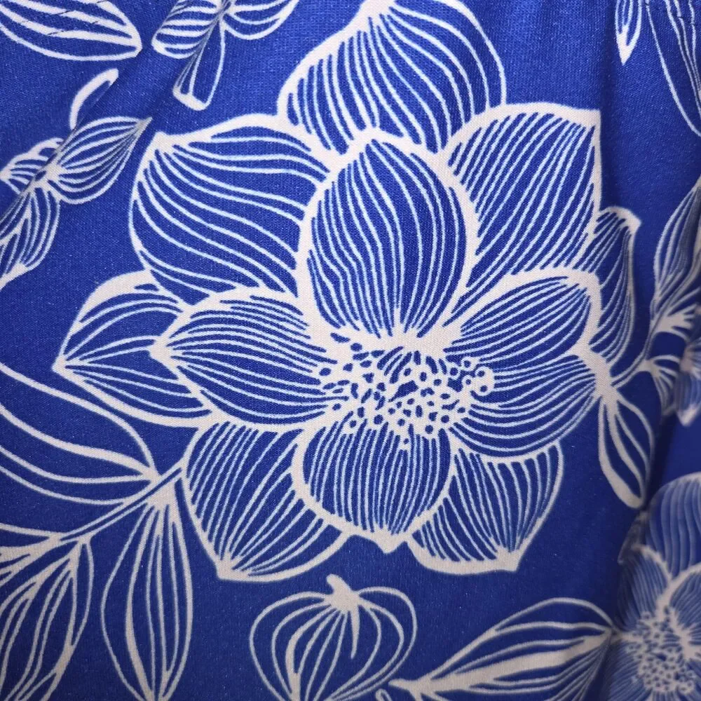 Gabar Blue Floral Sweetheart Swim Dress One-Piece Swimsuit Size 16